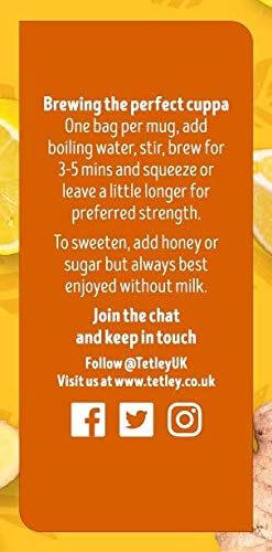 Tetley Zingy Lemon & Ginger Pack of 4 Boxes 80 Teabags