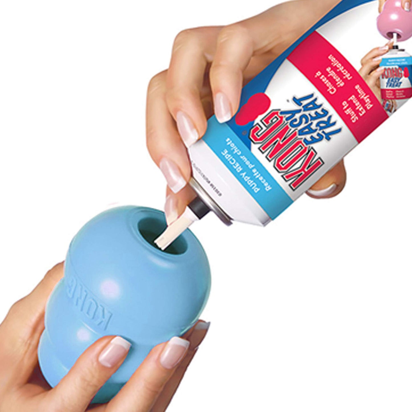 KONG - Puppy Toy Natural Teething Rubber - Fun to Chew, Chase & Fetch Blue/Pink - For Medium Puppies