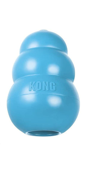 KONG - Puppy Toy Natural Teething Rubber - Fun to Chew, Chase & Fetch Blue/Pink - For Medium Puppies