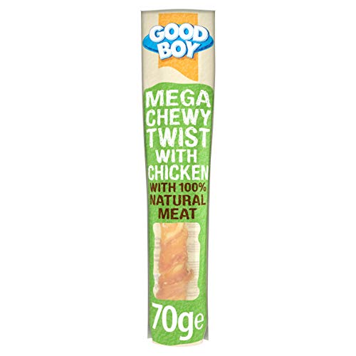 Good Boy - Mega Chewy Twist - Made With 100% Natural Chicken Breast Meat - 70 Grams - High In Protein Dog Treats - Case of 18