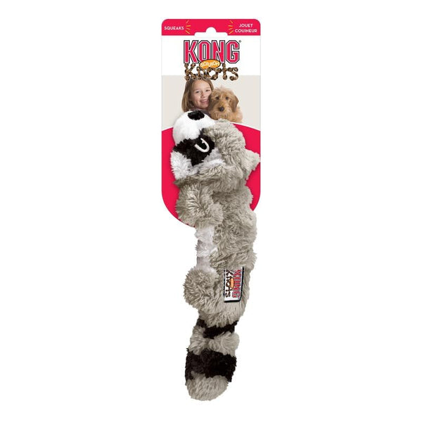 KONG - Scrunch Knots Raccoon - Internal Knotted Ropes and Minimal Stuffing for Less Mess - For Small/Medium Dogs