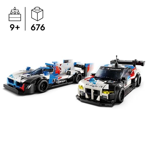 LEGO Speed Champions BMW M4 GT3 & BMW M Hybrid V8 Race Car Toys for 9 Plus Year Old Boys & Girls, Buildable Model Vehicles with 2 Driver Minifigures, Kids' Bedroom Decoration, Birthday Gift Idea 76922