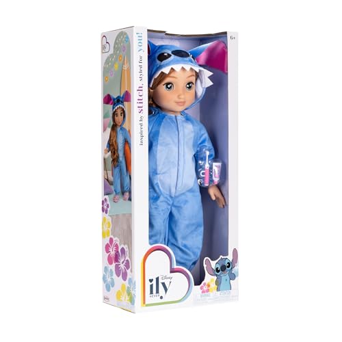 Disney ily 4EVER Stitch 45cm / 18" Doll With Strawberry Blonde Hair. Includes Stitch Inspired Onesie, Pink Sliders And Sleepover Toothbrush for girls aged 6+