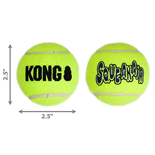 KONG - Toy Premium Squeak Tennis Balls, Gentle on Teeth - For Medium Dogs (6 Pack)