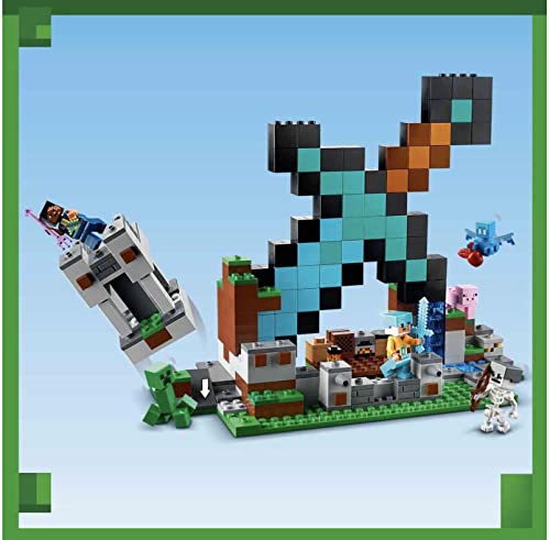 LEGO Minecraft The Sword Outpost Building Toy for Kids, with Creeper, Soldier, Pig and Skeleton Figures, Gift for Boys and Girls Aged 8 Plus Years Old 21244