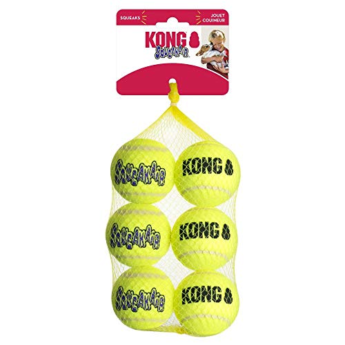 KONG - Toy Premium Squeak Tennis Balls, Gentle on Teeth - For Medium Dogs (6 Pack)