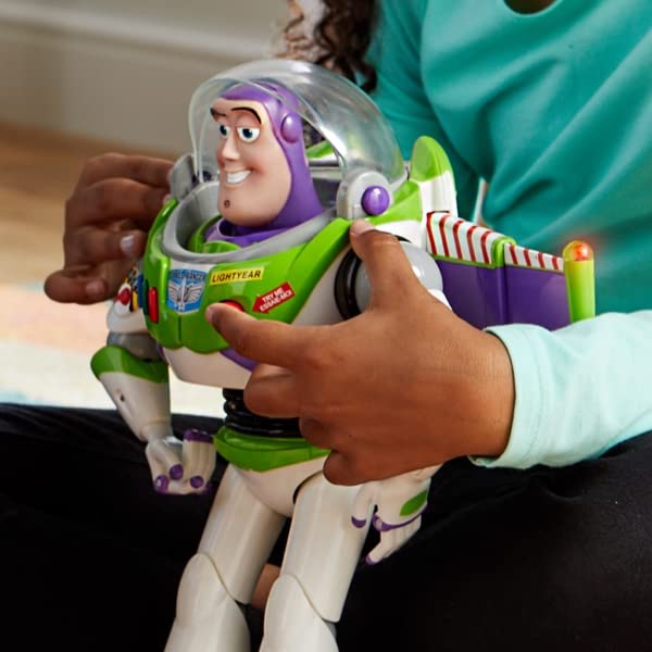 Disney Store Official Buzz Lightyear Interactive Talking Action Figure from Toy Story, 30cm/11”, Features 10+ English Phrases, Interacts with Other Figures and Toys, Laser Lights, Suitable for Ages 3+