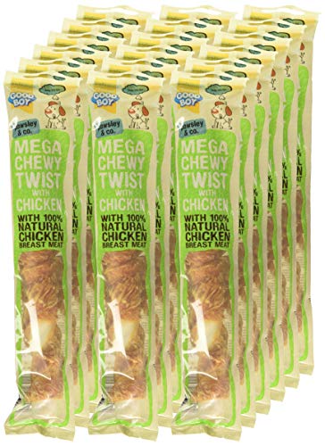 Good Boy - Mega Chewy Twist - Made With 100% Natural Chicken Breast Meat - 70 Grams - High In Protein Dog Treats - Case of 18