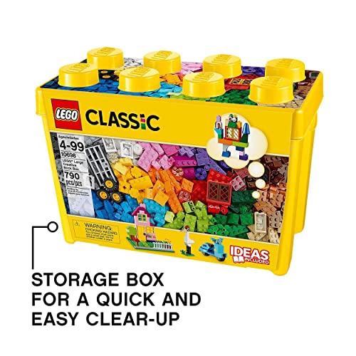 LEGO Classic Large Creative Brick Storage Box Set, Building Toys for 4 Plus Year Old Kids, Boys & Girls, Construction Toy with Windows, Doors, Wheels and Green Baseplate 10698