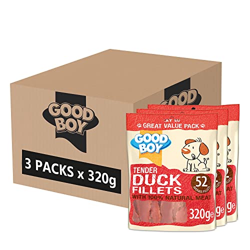 Good Boy - Tender Duck Fillets - Dog Treats - Made With 100% Natural Duck Breast Meat - 320 Grams - Low Fat Dog Treats, 320 g (Pack of 3)