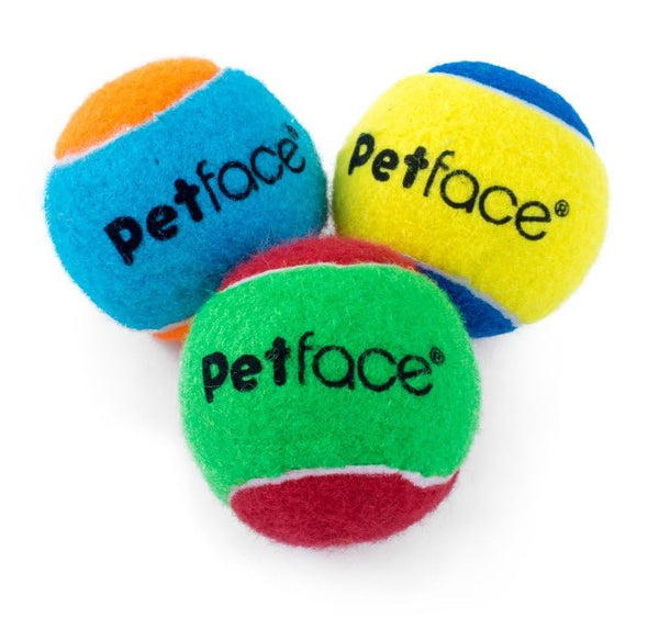 Petface Squeaky Tennis Balls for Dogs, All Breed Sizes (Pack of 3)