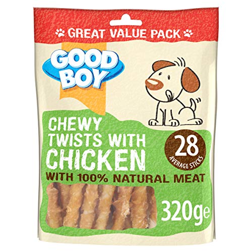 Good Boy - Chewy Twists With Chicken - Dog Treats - Made With 100% Natural Chicken Breast Meat - 320 Grams - Gluten Free Dog Treats (Case of 3)