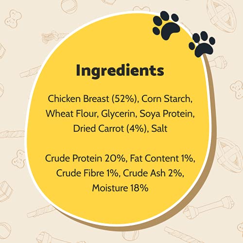 Good Boy - Chewy Chicken With Carrot Sticks - Dog Treats - Made With 100% Natural Chicken Breast Meat - 10x90 grams - Rawhide Free Dog Treats