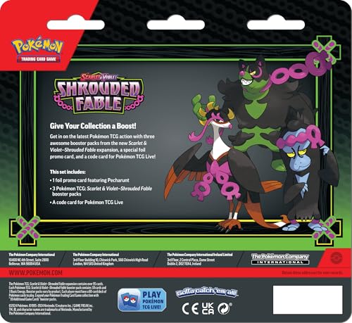 Pokémon TCG: Scarlet & Violet—Shrouded Fable 3-Pack Blister - Pecharunt (3 Booster Packs & Foil Promo Card)