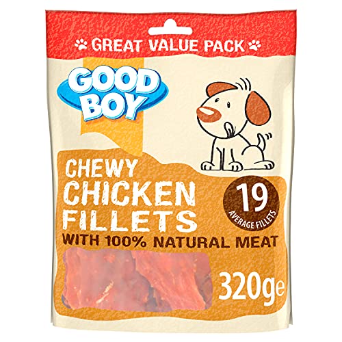 Good Boy - Chewy Chicken Fillets - Dog Treats - Made With 100% Natural Chicken Breast Meat - 320 Grams - Low Fat Dog Treats (Case of 3)