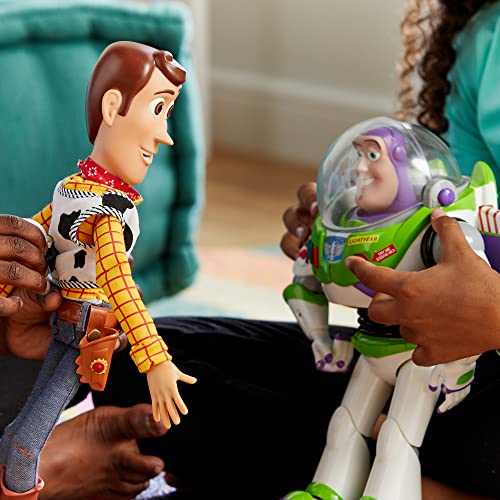 Disney Store Official Woody Interactive Talking Action Figure from Toy Story 4, 35cm/15”, Features 10+ English Phrases, Interacts with Other Figures and Toys, Laser Lights, Suitable for Ages 3+