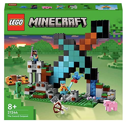 LEGO Minecraft The Sword Outpost Building Toy for Kids, with Creeper, Soldier, Pig and Skeleton Figures, Gift for Boys and Girls Aged 8 Plus Years Old 21244