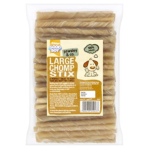 Good Boy - Large Rawhide Chomp Sticks - Dog Chews - Made From 100 Percent Natural Hide - Pack of 100 - Dog Treats Natural