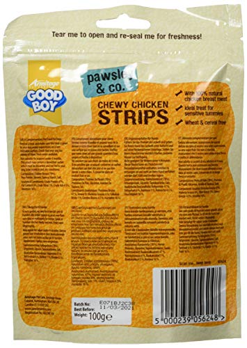 Good Boy - Chewy Chicken Strips - Dog Treats - Made with 100% Natural Chicken Breast Meat - 100 g ℮ - Wheat and Cereal Free Dog Treats - Case of 10