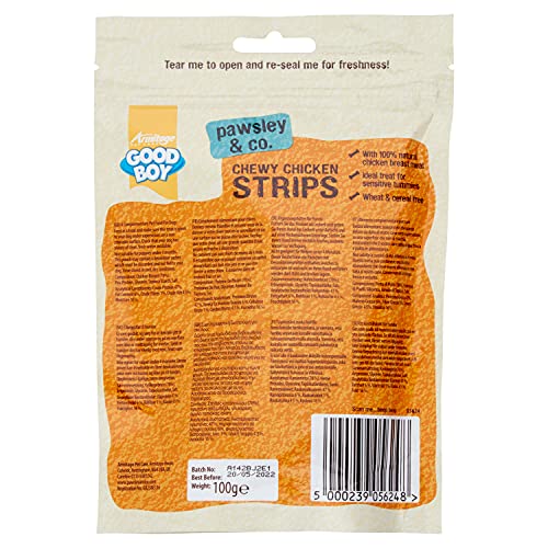 Good Boy - Chewy Chicken Strips - Dog Treats - Made with 100% Natural Chicken Breast Meat - 100 g ℮ - Wheat and Cereal Free Dog Treats - Case of 10