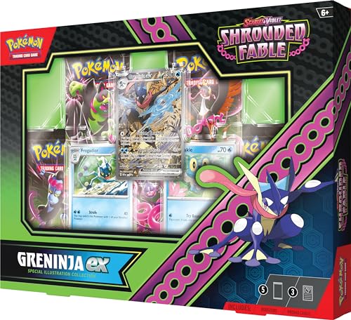 Pokémon TCG: Scarlet & Violet—Shrouded Fable Greninja ex Special Illustration Collection (1 Full-Art Foil Promo Card, 2 Foil Cards & 5 Booster Packs)