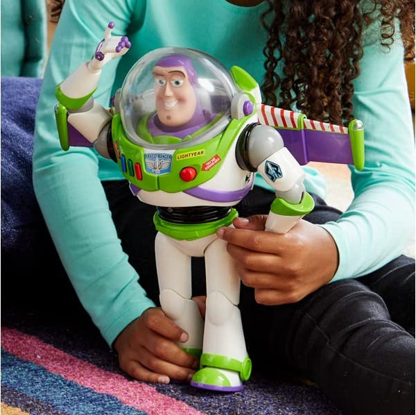 Disney Store Official Buzz Lightyear Interactive Talking Action Figure from Toy Story, 30cm/11”, Features 10+ English Phrases, Interacts with Other Figures and Toys, Laser Lights, Suitable for Ages 3+