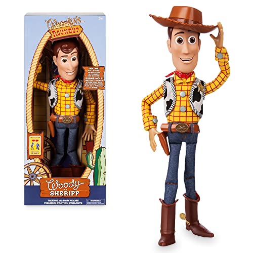 Disney Store Official Woody Interactive Talking Action Figure from Toy Story 4, 35cm/15”, Features 10+ English Phrases, Interacts with Other Figures and Toys, Laser Lights, Suitable for Ages 3+