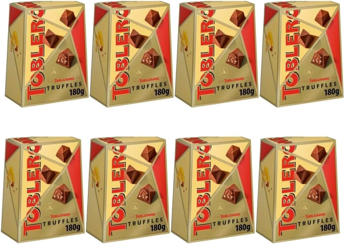 Cadbury Toblerone Truffles, Velvet Smooth Centre with Honey Almond Filling, 180 g,Pack of 8
