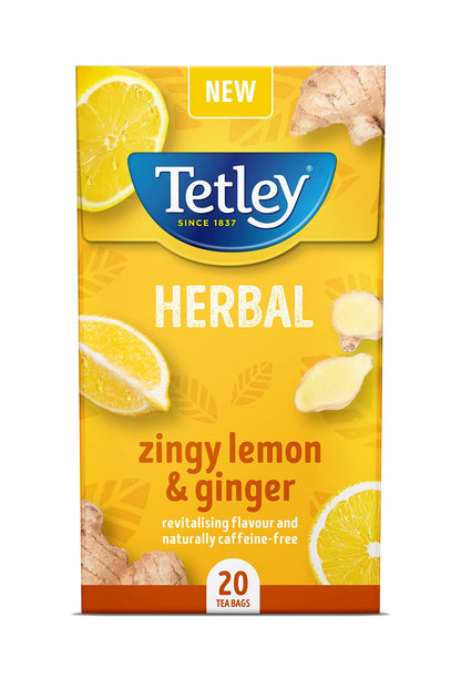 Tetley Zingy Lemon & Ginger Pack of 4 Boxes 80 Teabags
