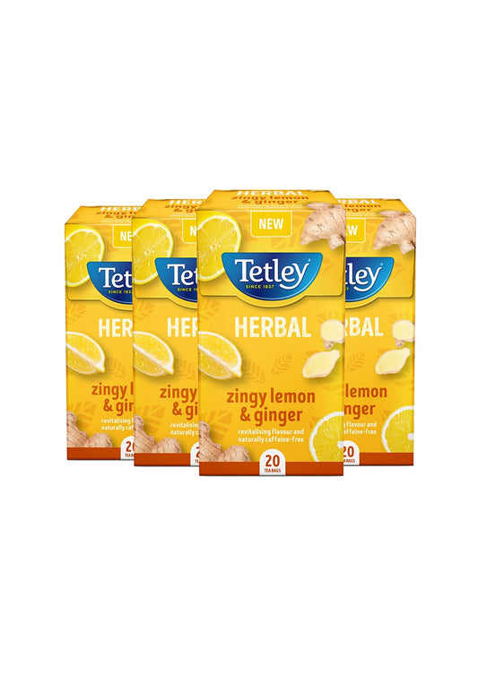 Tetley Zingy Lemon & Ginger Pack of 4 Boxes 80 Teabags