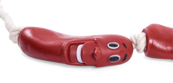 Petface Sausage On A Rope Dog Toy, Red