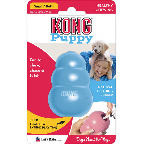 KONG - Puppy Toy Natural Teething Rubber - Fun to Chew, Chase & Fetch - For Small Puppies (Colour May Vary)