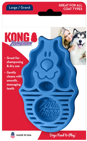 KONG - Zoom Groom Dog Brush, Groom and Massage While Removing Loose Hair and Dead Skin - Blue