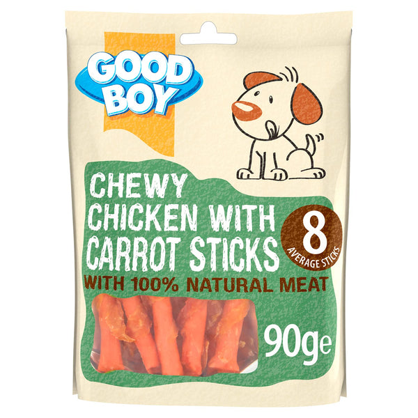 Good Boy - Chewy Chicken With Carrot Sticks - Dog Treats - Made With 100% Natural Chicken Breast Meat - 10x90 grams - Rawhide Free Dog Treats