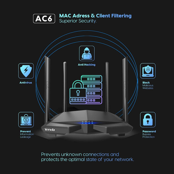 Tenda AC6 AC1200 Dual Band Wireless Cable Router