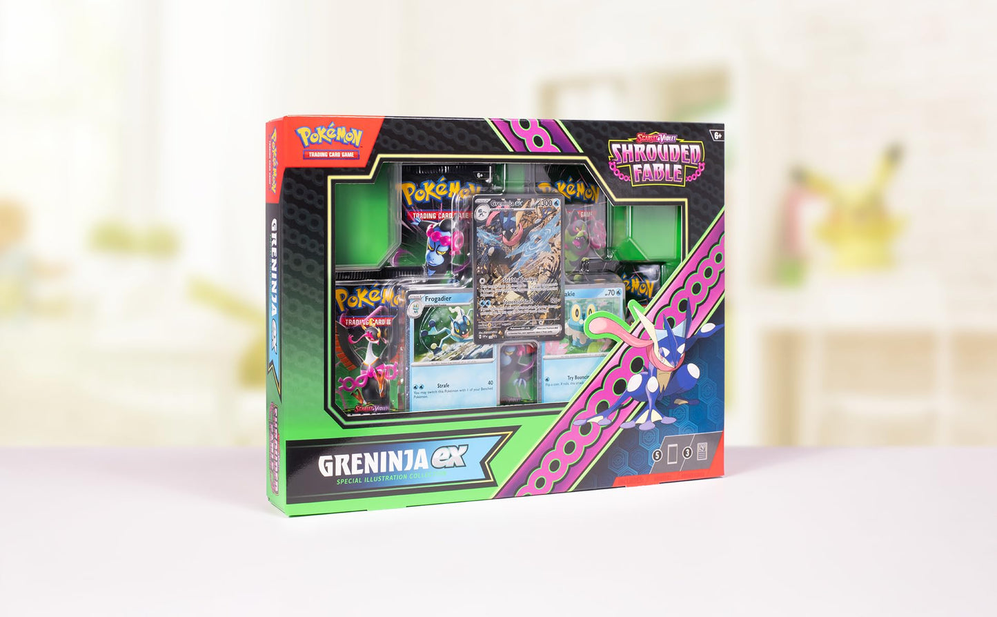 Pokémon TCG: Scarlet & Violet—Shrouded Fable Greninja ex Special Illustration Collection (1 Full-Art Foil Promo Card, 2 Foil Cards & 5 Booster Packs)