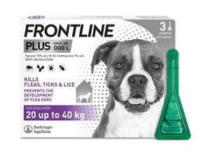 FRONTLINE Plus Flea & Tick Treatment for Large Dogs - 3 Pipettes