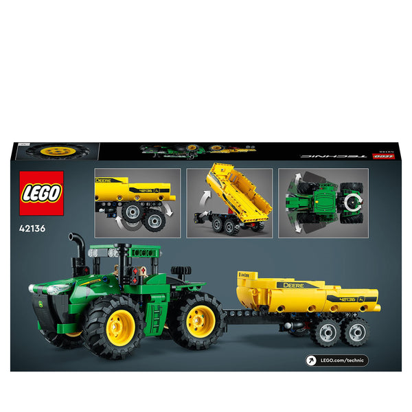 LEGO Technic John Deere 9620R 4WD Tractor Toy with Tipping Trailer, Classic Style Farm Toys for Kids, Boys & Girls 8 Plus Years Old, Collectible Model Building Set 42136