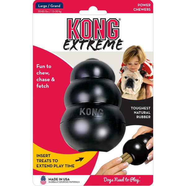 KONG - Extreme Dog Toy - Toughest Natural Rubber, Black - Fun to Chew, Chase and Fetch - For Large Dogs