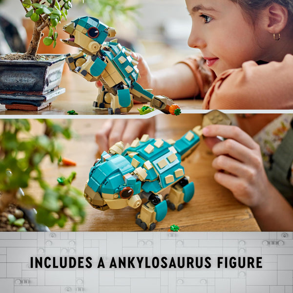 LEGO Jurassic World Baby Bumpy: Ankylosaurus Dinosaur Toy for Camp Cretaceous Fans and 7 Plus Year Old Kids, Creative Adventure Set for Independent Play, Gift for Boys and Girls 76962