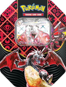 Pokémon TCG: Scarlet & Violet—Paldean Fates Tin – Shiny Charizard ex (1 Foil Promo Card & 4 Booster Packs)