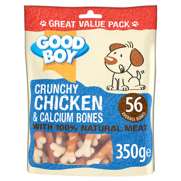 Good Boy - Chicken and Calcium Bones - Dog Treats - Made With 100% Natural Chicken Breast Meat -Low Fat Dog Training Treats, 350 gm (Pack of 3)