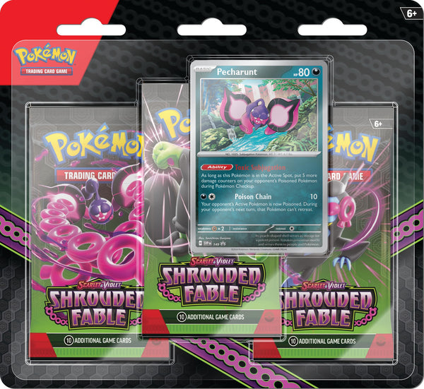 Pokémon TCG: Scarlet & Violet—Shrouded Fable 3-Pack Blister - Pecharunt (3 Booster Packs & Foil Promo Card)